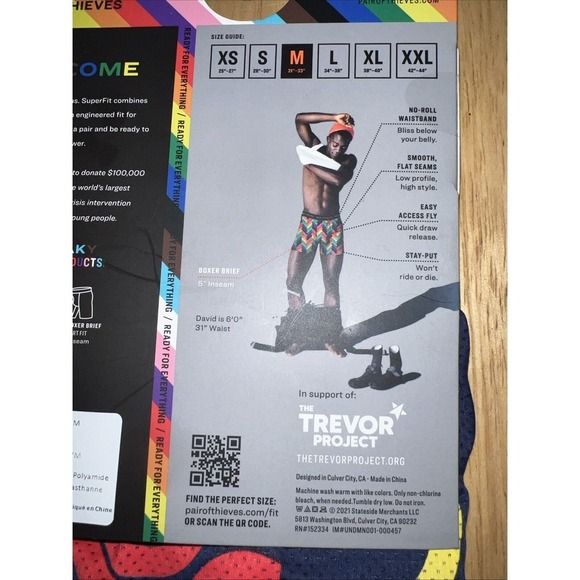 Pair of Thieves Men's Super Fit Mesh Magic Boxer Brief Trevor Project Pride MD - Picture 3 of 5